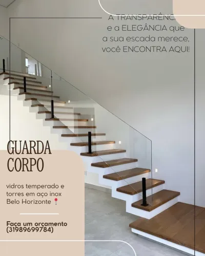 Guarda corpo em aço inox e vidros 
