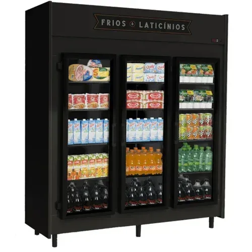 Geladeira 3 Portas Auto Serviço Conservex- Modelo Cor Cinza-escuro
