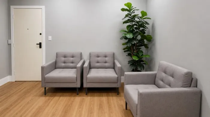 POLTRONAS DE RECEPÇÃO EM LINHO CINZA - ELEGÂNCIA E CONFORTO