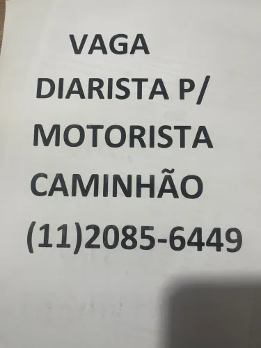 DIARISTA MOTORISTA CAMINHÃO
