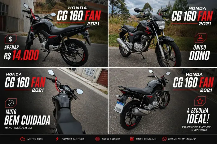 Honda Fan 160 2021 Preta