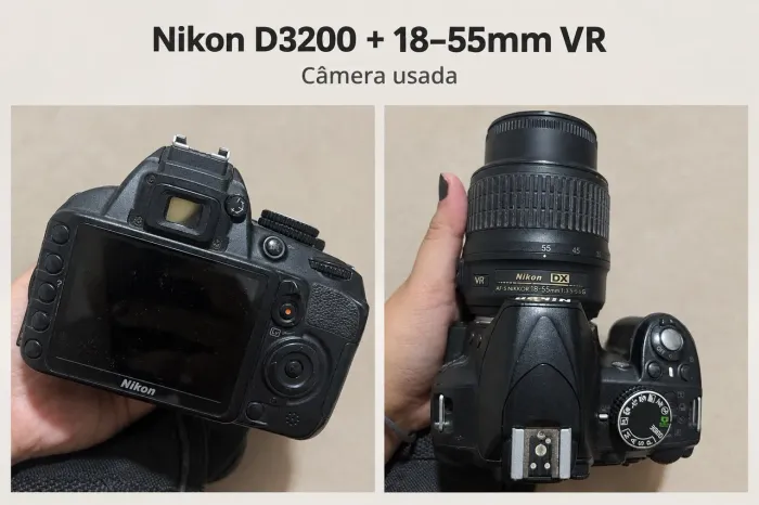 Câmera Nikon D3200 + lente 18-55mm VR | Kit completo