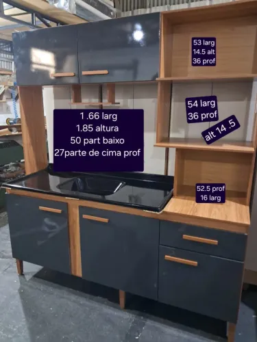 Cozinha compacta com cuba de marmorite e espaço para forno e microondas / NOVO