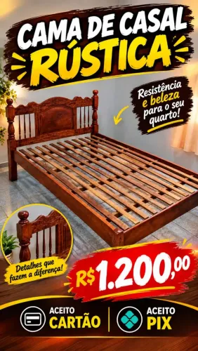 Cama de casal rústica novinha
