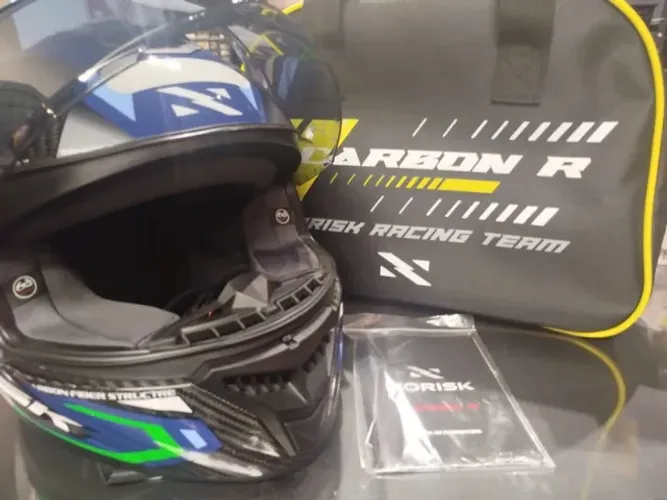 CAPACETE NORISK CARBON R SPOT BLUE/GREEN 58/M