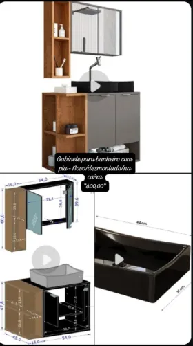 Gabinete para banheiro com cuba