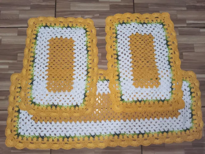 Jogo de tapete de cozinha croché