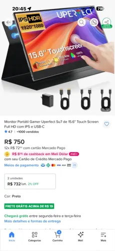 Monitor portátil gamer