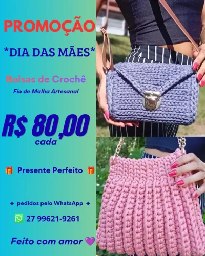 Bolsas de crochê em fio de malha, *últimas unidades* 
