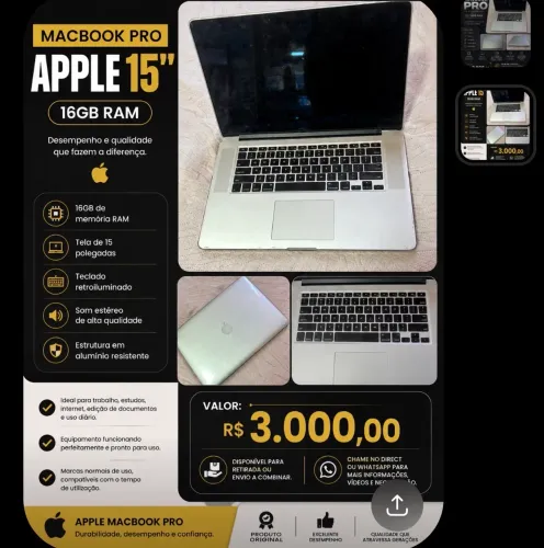 ? MACBOOK PRO 15" APPLE | 16GB RAM ?