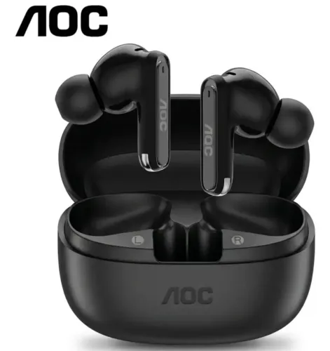 Fone de Ouvido Bluetooth 5.4 Sem Fio TWS com Estojo de Recarga e Áudio HD AOC(Azul/Preto)