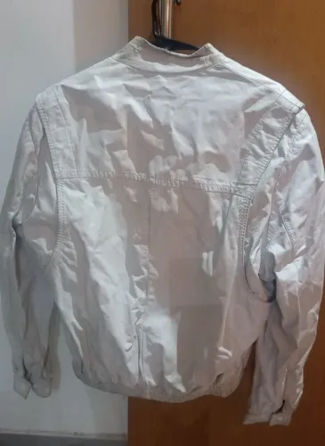 Jaqueta couro legítimo off white