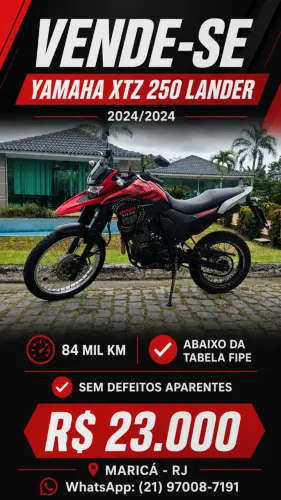 Vendo Yamaha XTZ 250 Lander, ano/modelo 2024/2024