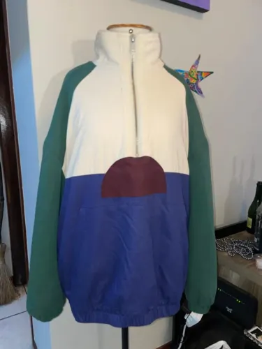 moletom zara forrada sherpa color block