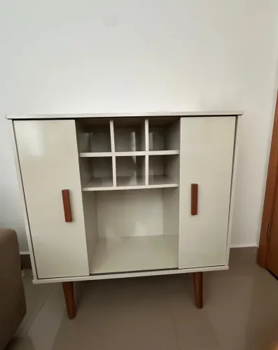Aparador e cantinho do café e adega Retro London Buffet, Wine Rack, 6 Niches, Off-White 