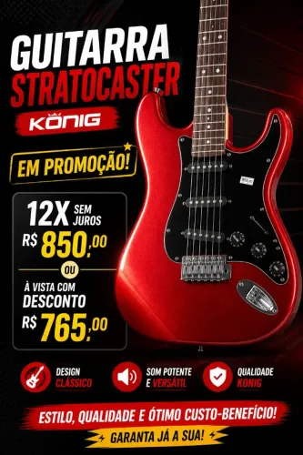 Guitarra konig stratocaster red metalic promocao