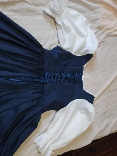 Vestido de festa feito a mão esyilo vintage azul marinho seminovo