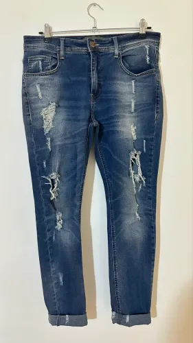 Calça jeans masculina skinny azul escuro renner tamanho 38
