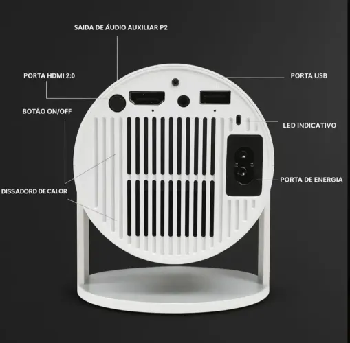 Mini Projetor Smart Portátil Full HD Android Wi-fi, Bluetooth