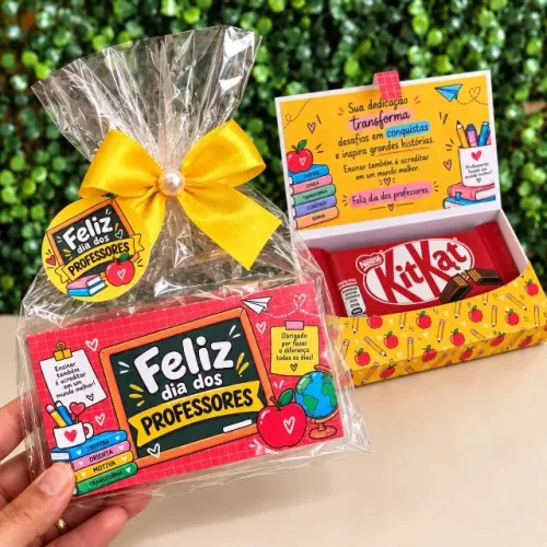 Kit Lembrancinha Dia dos Professores Porta KitKat | Caixa Presente Escola Infantil