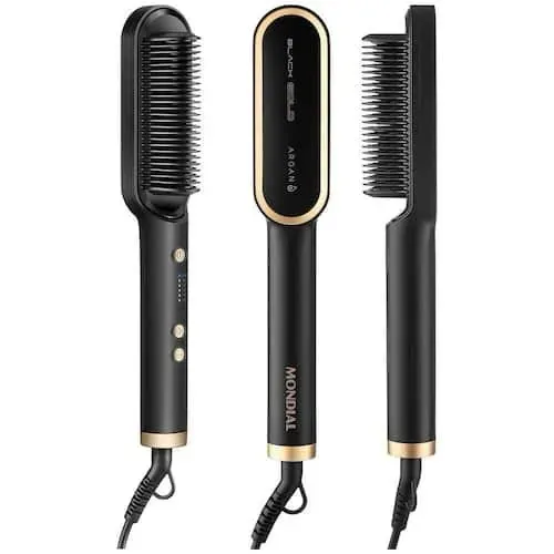 PRETO -Escova Alisadora Elétrica Bivolt