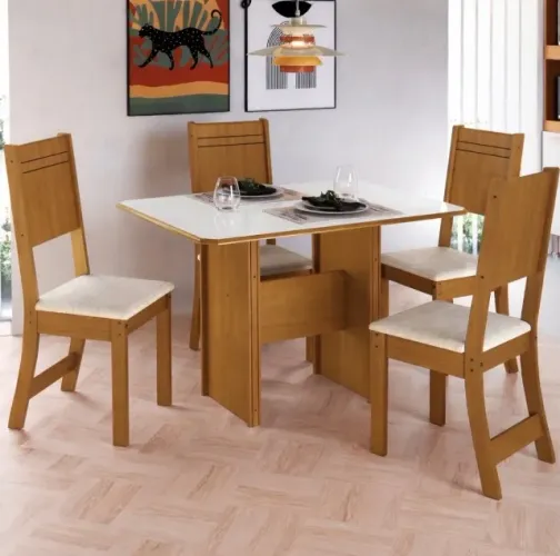Conjunto Mesa e 4 Cadeiras Freijonel 110 cm