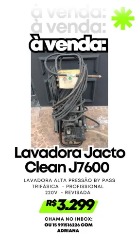 Lavadora de Alta Pressão Trifásica Jacto Clean J7600 STD