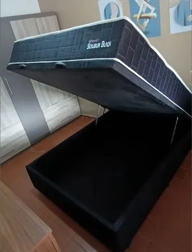 Cama box baú 138x188 molas ensacadas black