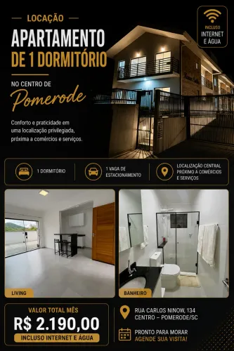 ALUGO APARTAMENTO DE 1 DORMITÓRIO - CENTRO POMERODE