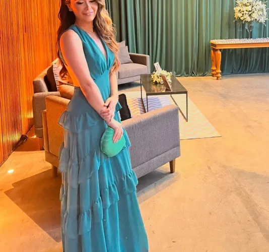 Vestido Longo Azul turquesa