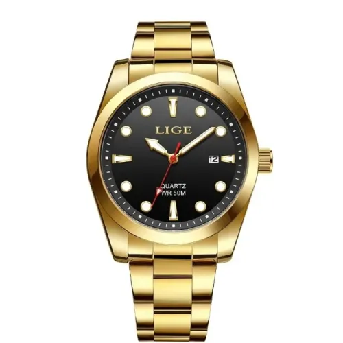 Relógio  Lige Masculino Executivo Luxury Dourado Preto