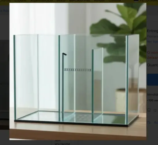 Sump 50x30x35cm Vidro 6mm p/ Aquário Marinho / Reef + quebra bolhas + grade +Frete Grátis