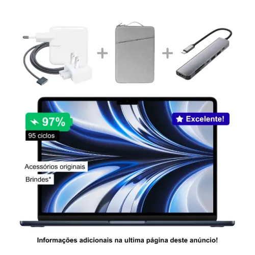 Macbook Air M2 2022 13,6 8gb 256gb Cor Midnight