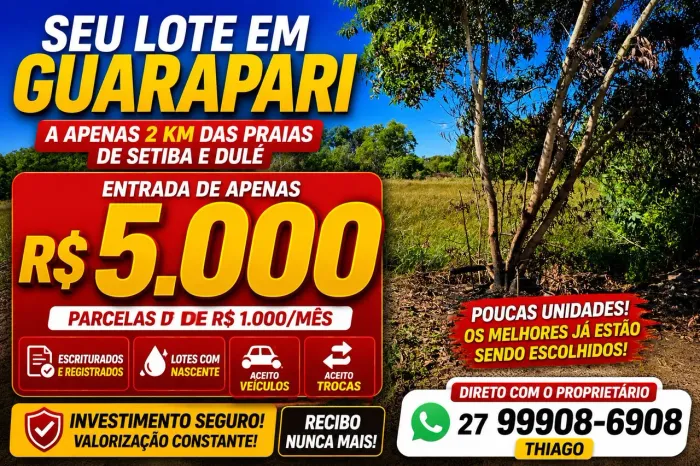 Lotes na praia, perto de Setiba, Guarapari, escriturada, troco, aceito propostas leia