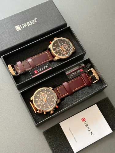 Relógio masculino pulseira de couro à prova d?água