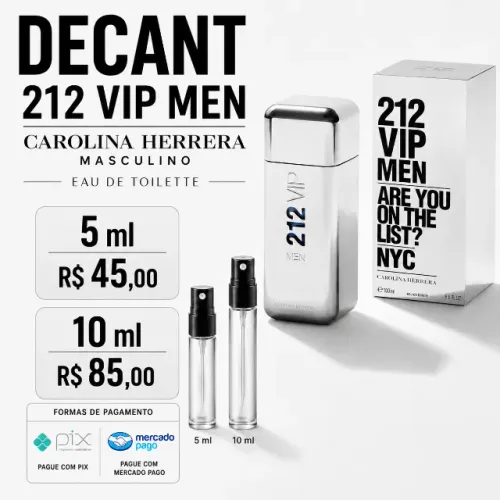 Decants 212 vip Men EDT 5 ml e 10 ml 