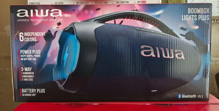 Caixa de som AIWA boombox Lights Plus lacrada