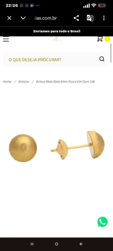 par de brincos de ouro
