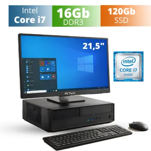 Mini Computador Intel Core i7, 16Gb Ram, SSD 120Gb, Monitor 21,5, Novo Loja Coimbra Comput