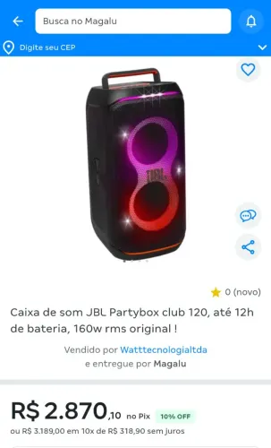 JBL Partybox club 120 com nota e garantia