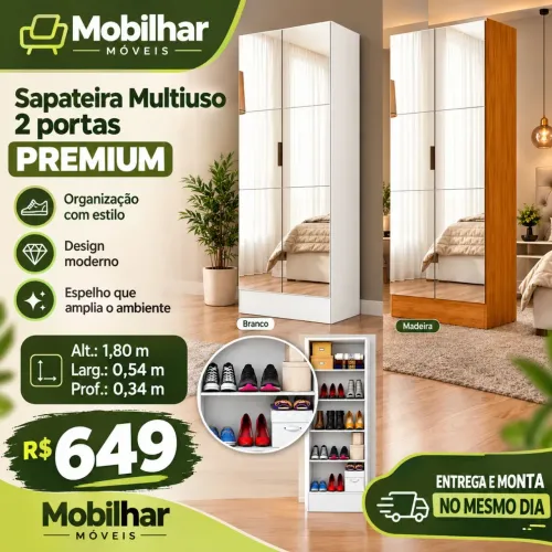 Sapateira com espelho várias cores