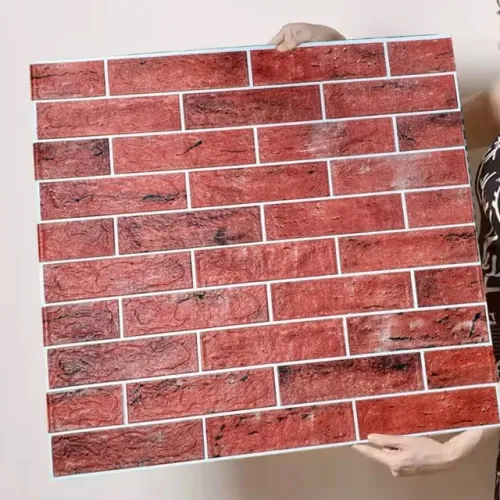 Revestimento Parede 3D Adesivo Tijolinho Rústico - Kit com 10 Placas de 70x70cm