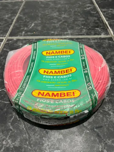 Cabo Flexível 4mm Cobre PVC Nambei 100m Vermelho Tensão 450/750V