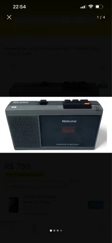 Gravador Mini Cassete National Rq339 Antigo E Raro Usado (Usado)