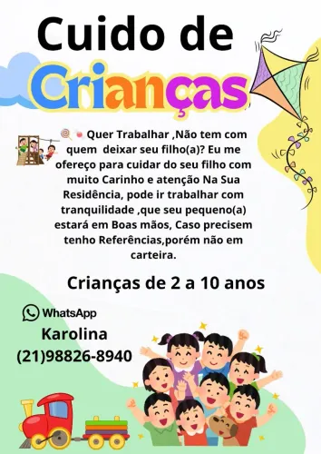 Cuido de crianças, Sou babá, Meio período ou a combinar 