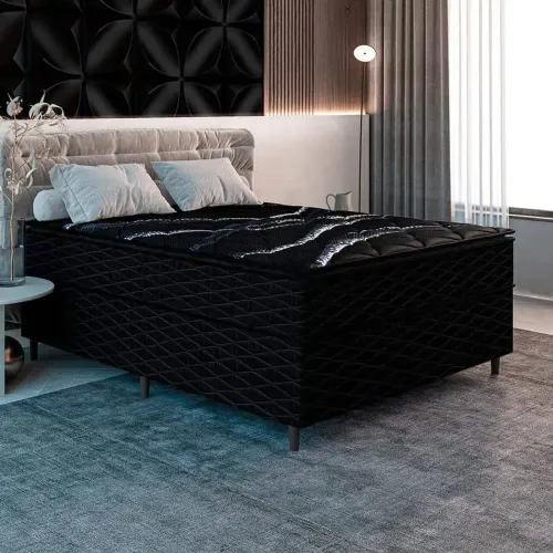 CAMA BOX DE CASAL + COLCHÃO - IMPECÁVEL!