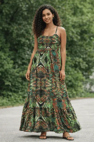 vestido longo estampado