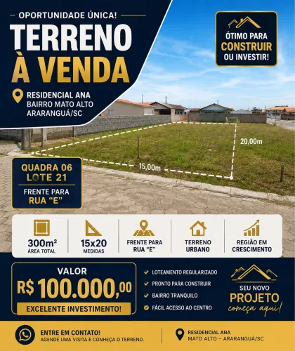 Terreno disponível em área urbana ideal para morar ou investir