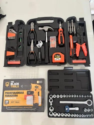 Kit Jogo Ferramentas 169 Peças Soquetes + Parafusdeira 12v
