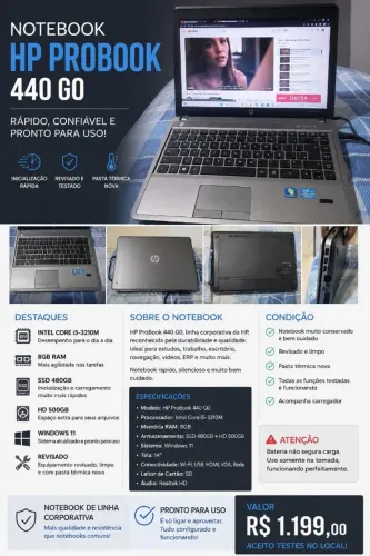 Vendo Notebook HP Probook 440 GO 